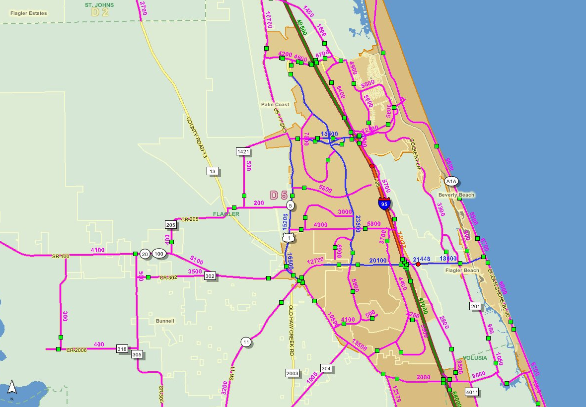 Florida DOT traffic counts - Palm Coast, FL